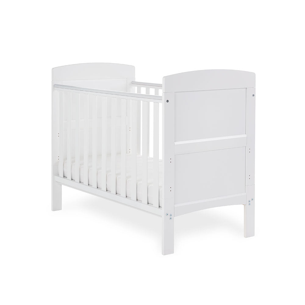 Obaby Grace Mini Cot Bed White Taupe & Warm Grey - Land of Little