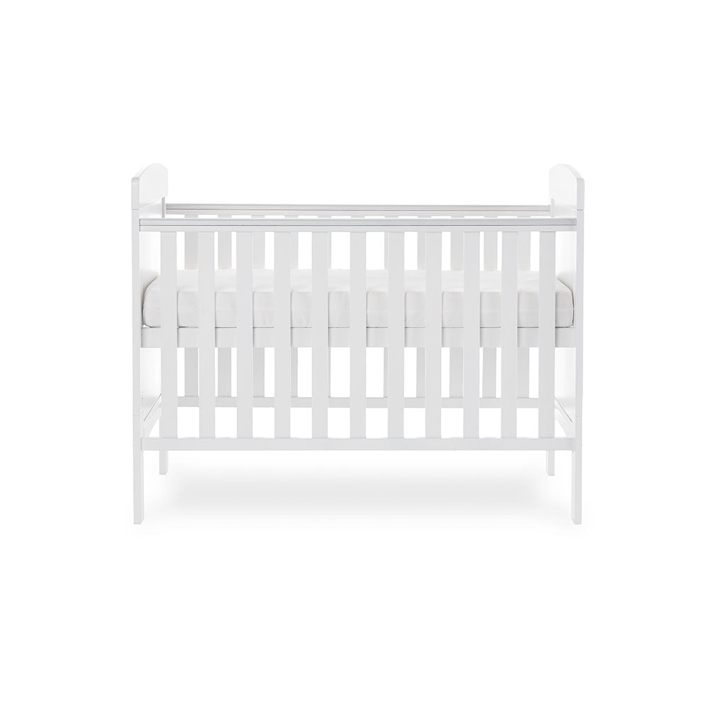 Obaby Grace Mini Cot Bed White Taupe & Warm Grey - Land of Little