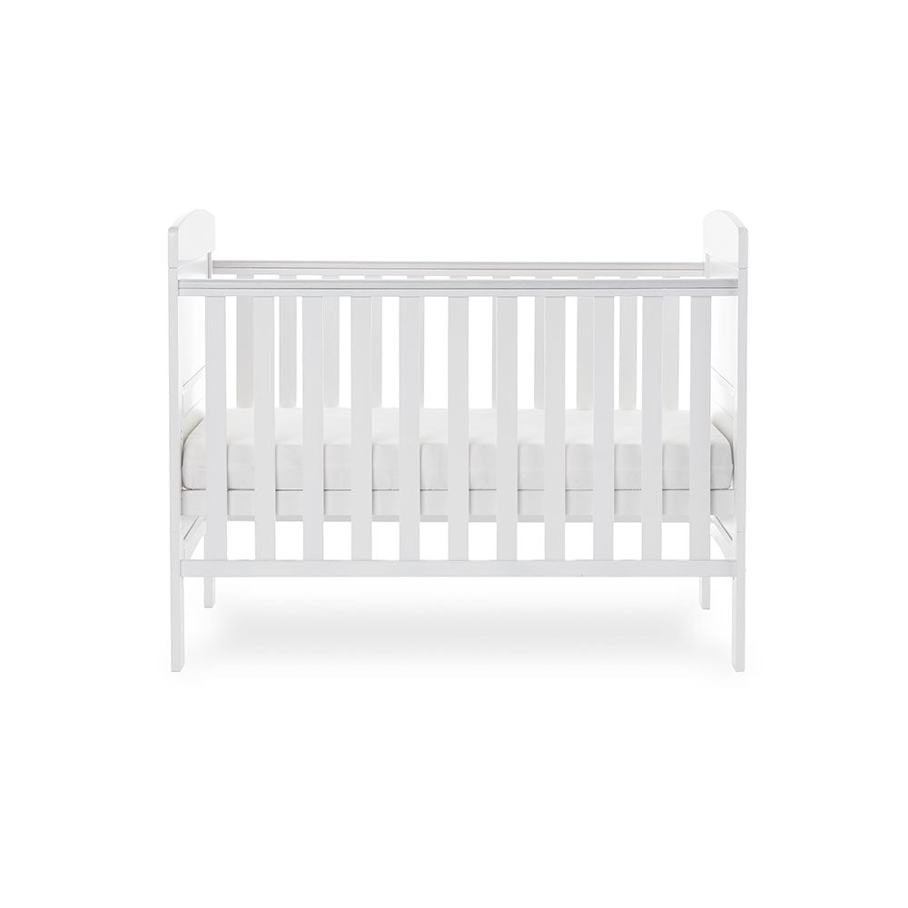 Obaby Grace Mini Cot Bed White Taupe & Warm Grey - Land of Little