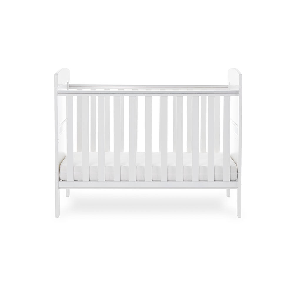 Obaby Grace Mini Cot Bed White Taupe & Warm Grey - Land of Little