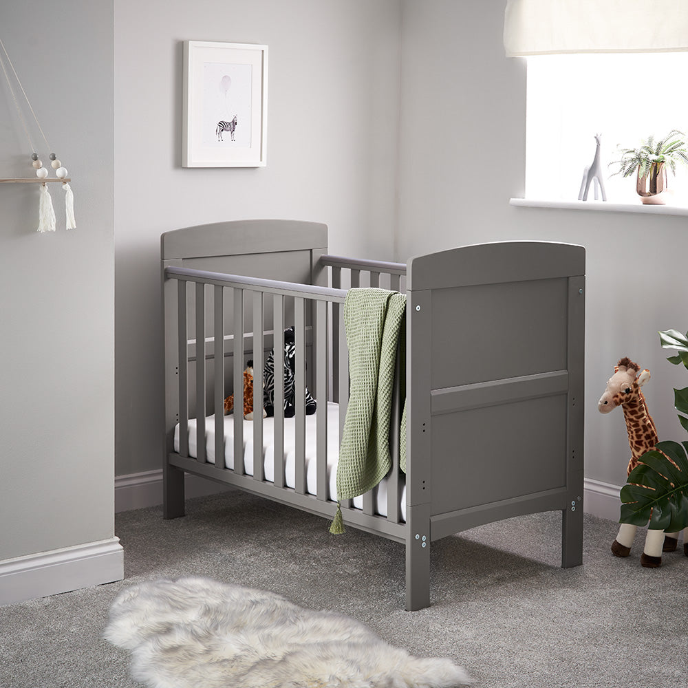 Obaby Grace Mini Cot Bed White Taupe & Warm Grey - Land of Little