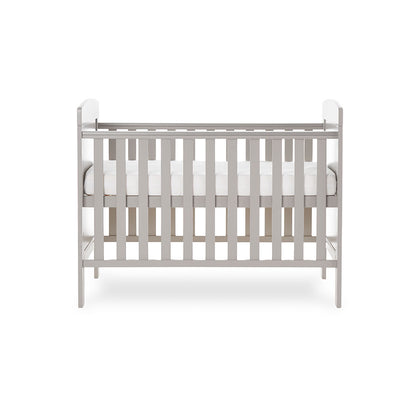 Obaby Grace Mini Cot Bed White Taupe & Warm Grey - Land of Little