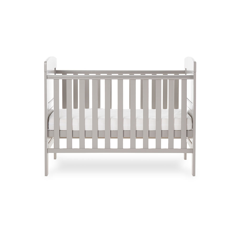 Obaby Grace Mini Cot Bed White Taupe & Warm Grey - Land of Little