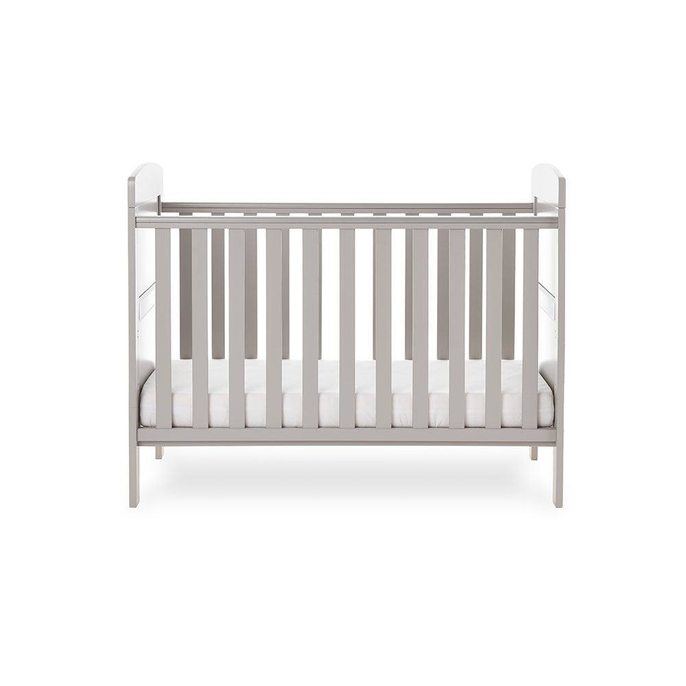 Obaby Grace Mini Cot Bed White Taupe & Warm Grey - Land of Little