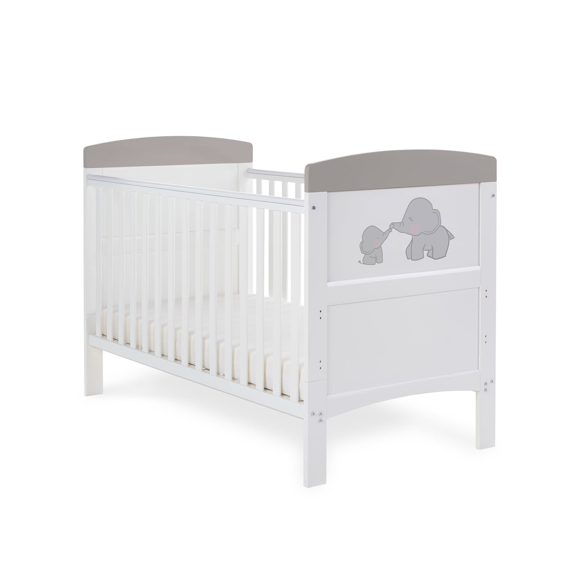 Obaby Grace Inspire Cot Bed - Me & Mini Me Elephants Pink & Grey - Land of Little
