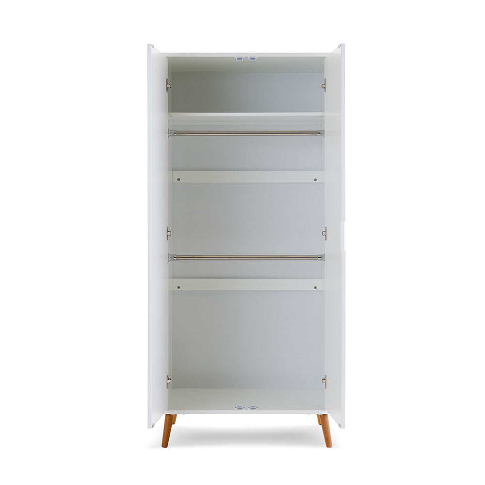 Obaby Maya Double Wardrobe- White & Slate with Natural Finish - Land of Little