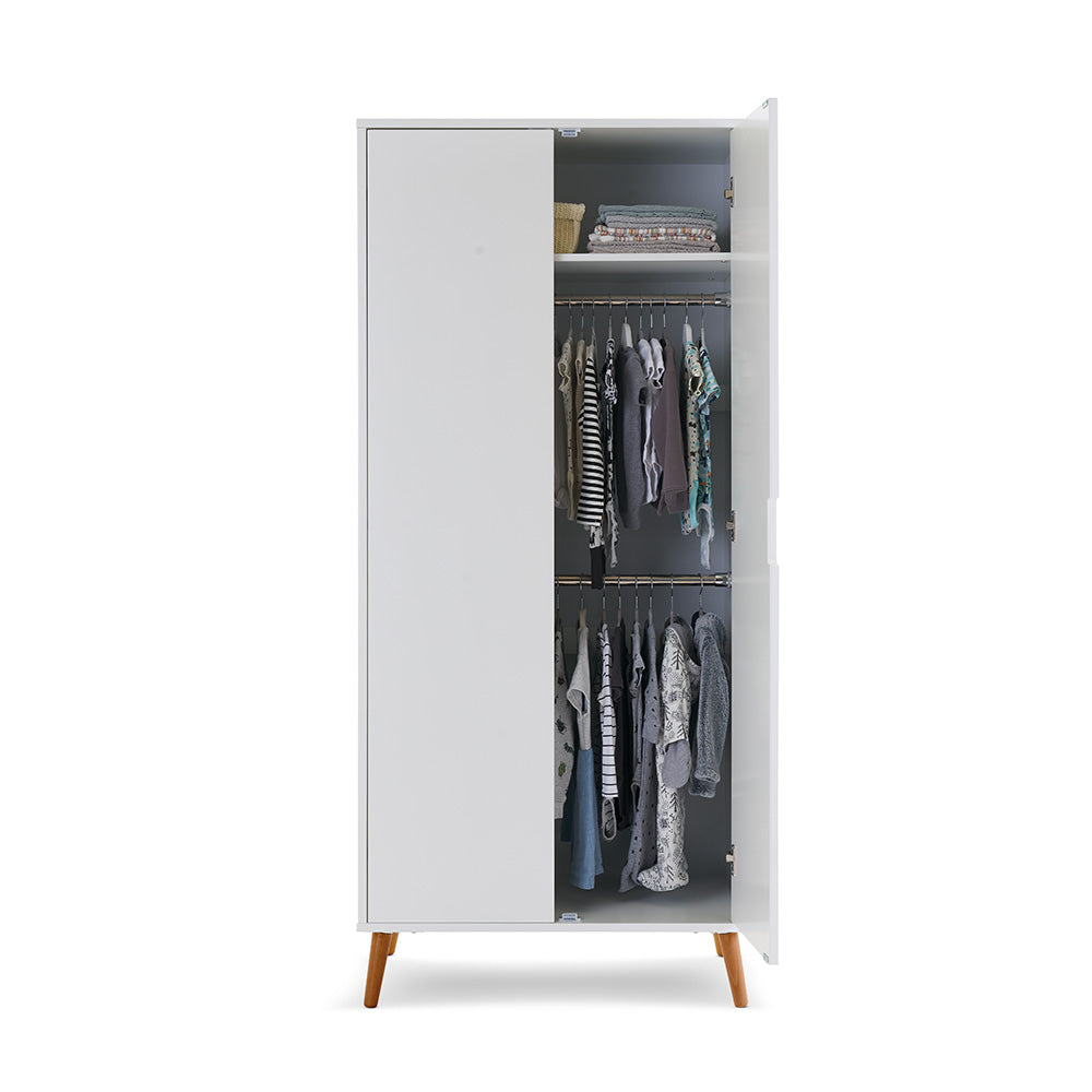 Obaby Maya Double Wardrobe- White & Slate with Natural Finish - Land of Little