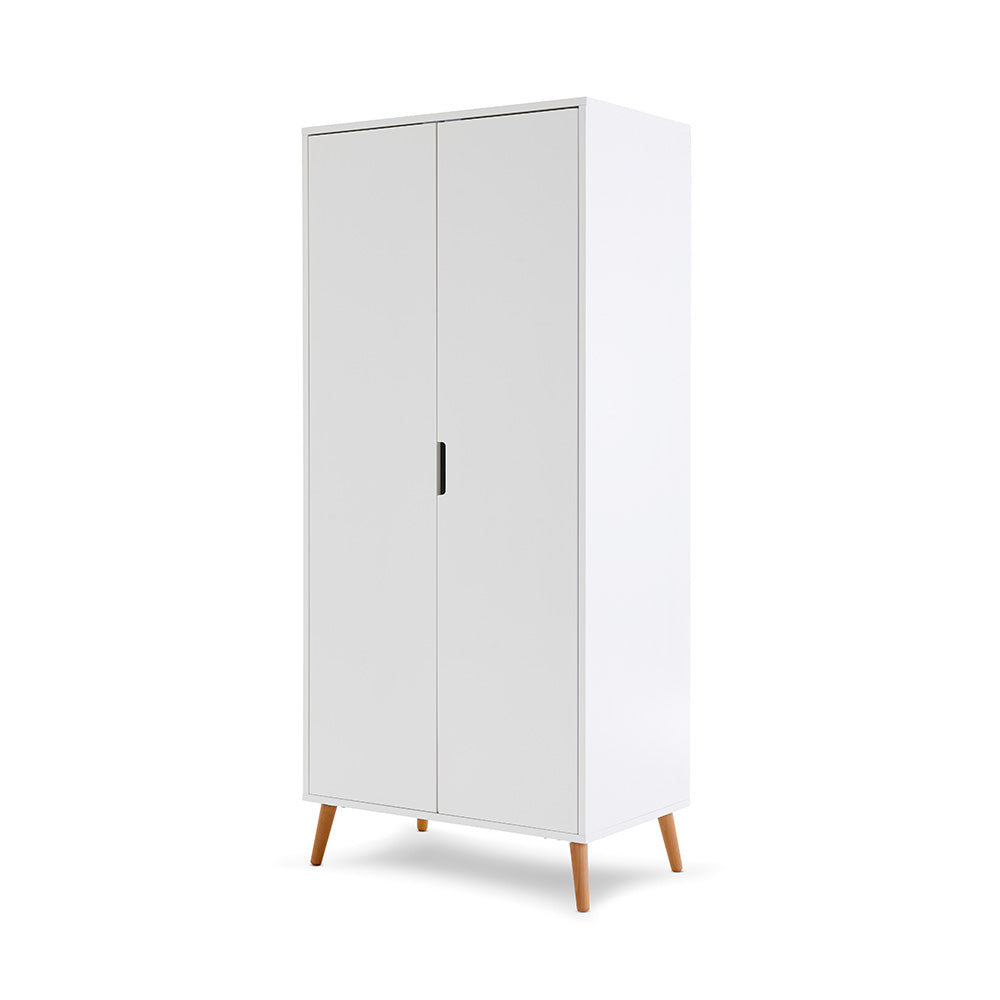 Obaby Maya Double Wardrobe- White & Slate with Natural Finish - Land of Little