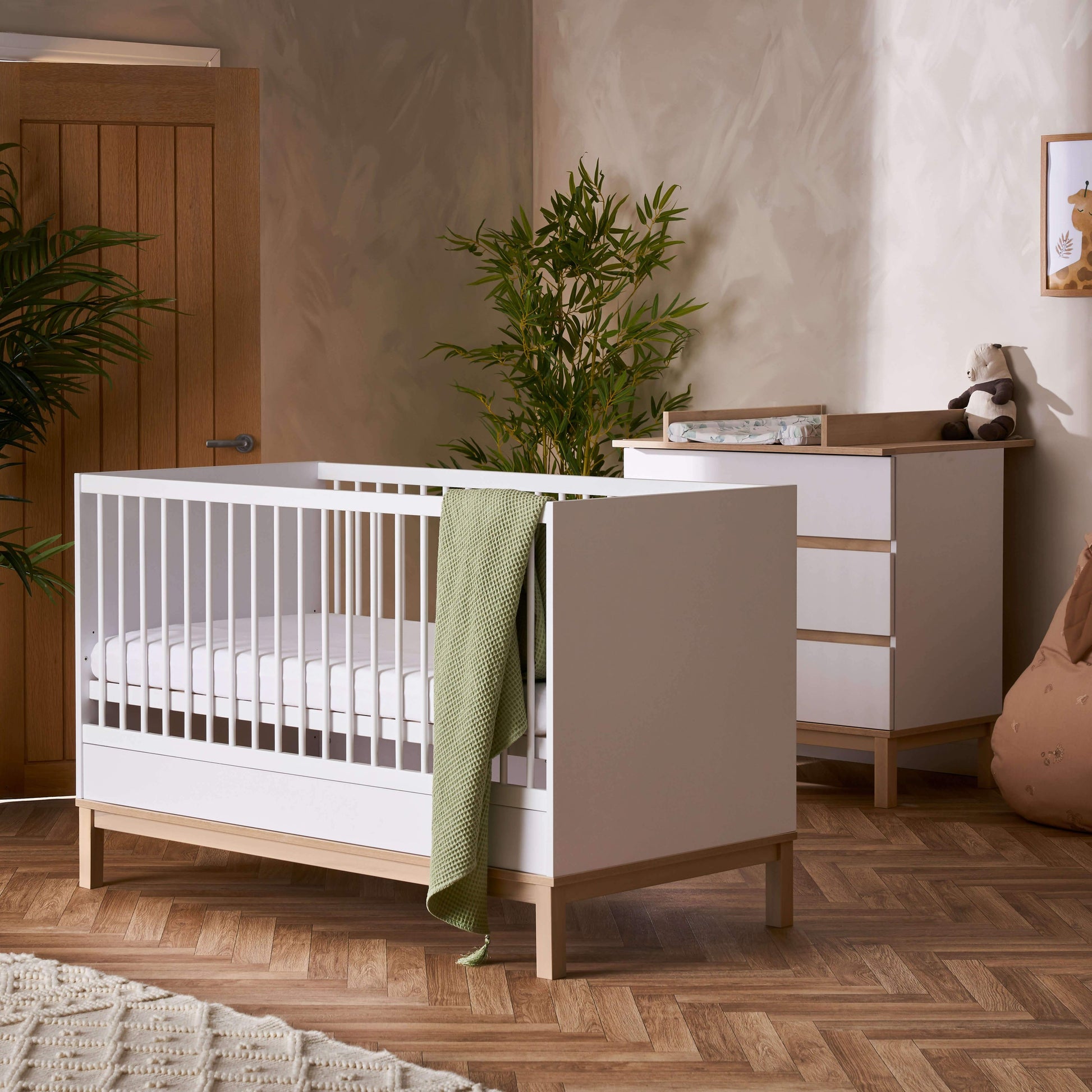 2 piece set in a White finish - Including the Astrid Cot Bed and Changing Unit - 21OB3302D2