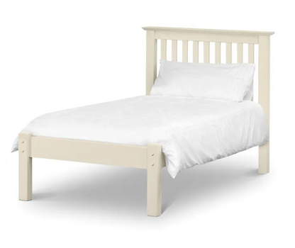 Shaker-style single or small double bed in lacquered Stone White